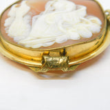 Victorian Large Rolled Gold Carved Shell Cameo Hera with Peacocks Antique c1850