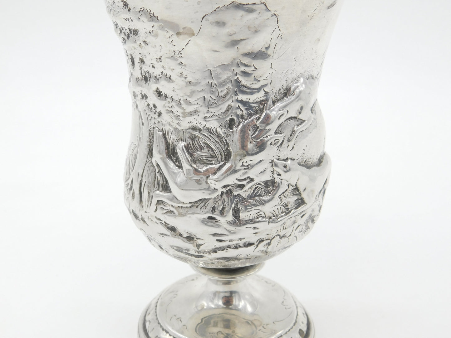 Georgian Sterling Silver Boar Hunt Pattern Goblet or Chalice 1809 London Antique