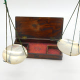 Victorian Boxed Set of Sterling Silver Pan Travelling Apothecary Scales Antique 1839 London