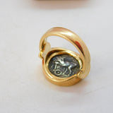 Victorian 18ct Gold Ancient Greek 400BC Mysia Hemidrachm Coin Signet Ring c1890
