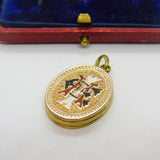 Victorian 9ct Gold Back & Front Colourful Enamel Monogram Locket c1890 Antique