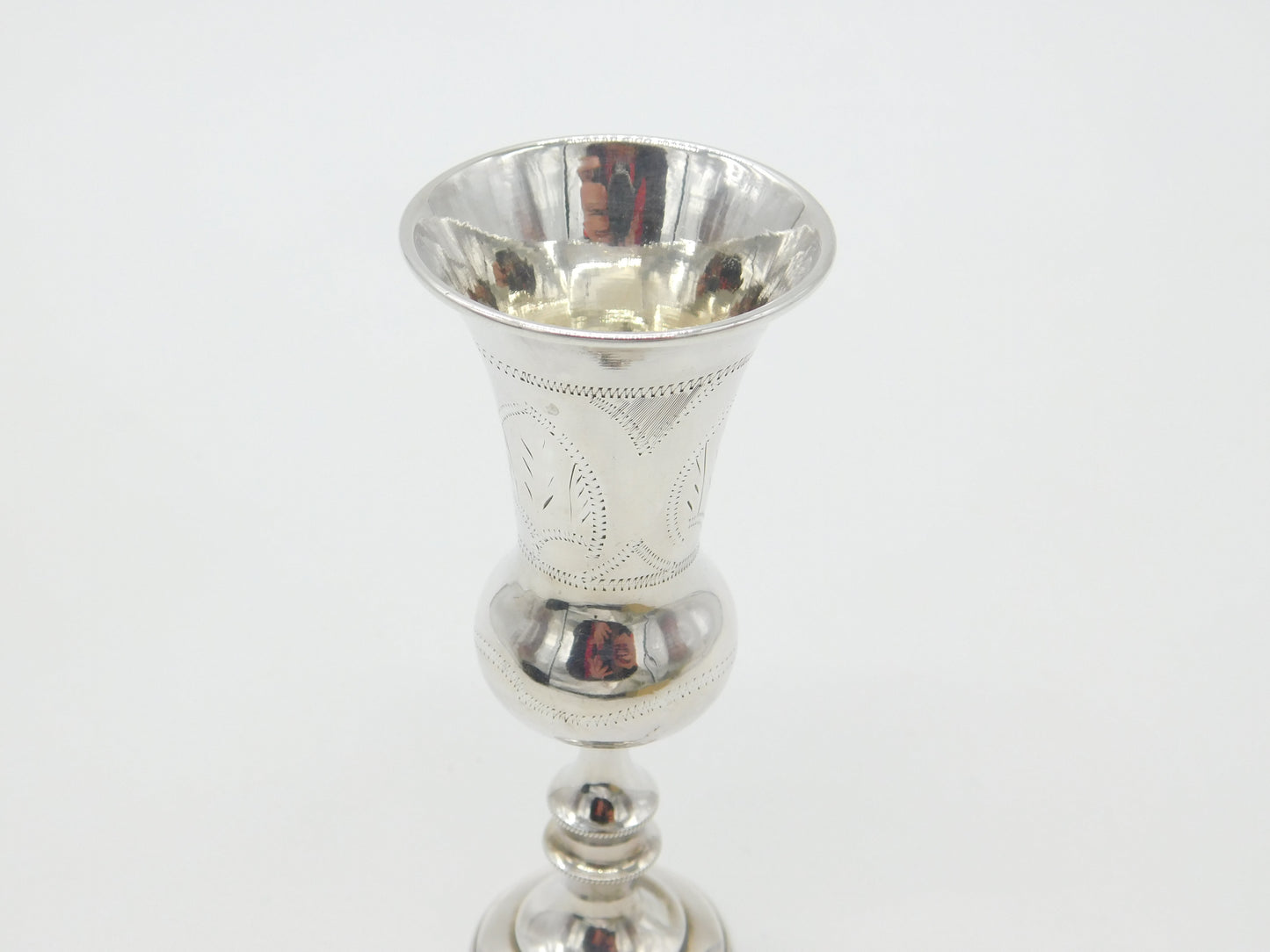 Sterling Silver Floral Pattern Kiddush Cup Antique 1912 Birmingham Art Deco