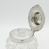 Hukin & Heath Sterling Silver Mounted Cut Glass Biscuit Barrel Antique 1942 Birmingham