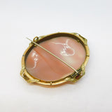 Victorian Large Rolled Gold Carved Shell Cameo Hera with Peacocks Antique c1850