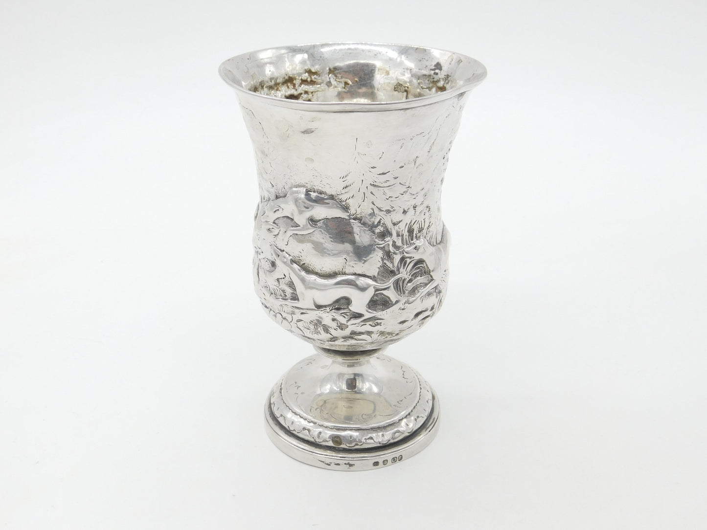 Georgian Sterling Silver Boar Hunt Pattern Goblet or Chalice 1809 London Antique