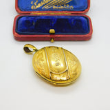 Aesthetic Movement Sterling Silver Gilt Floral Locket Pendant Antique c1900