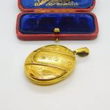 Aesthetic Movement Sterling Silver Gilt Floral Locket Pendant Antique c1900