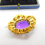 Georgian Cannetille 22ct Gold Amethyst, Ruby, Emerald & Pearl Statement Brooch c1820 Regency