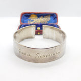 Victorian Sterling Silver Aesthetic 'Rowena Scrimshaw' Sweetheart Bangle c1860