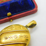 Aesthetic Movement Sterling Silver Gilt Floral Locket Pendant Antique c1900
