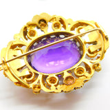 Georgian Cannetille 22ct Gold Amethyst, Ruby, Emerald & Pearl Statement Brooch c1820 Regency