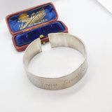 Victorian Sterling Silver Aesthetic 'Rowena Scrimshaw' Sweetheart Bangle c1860