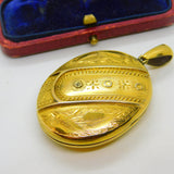 Aesthetic Movement Sterling Silver Gilt Floral Locket Pendant Antique c1900