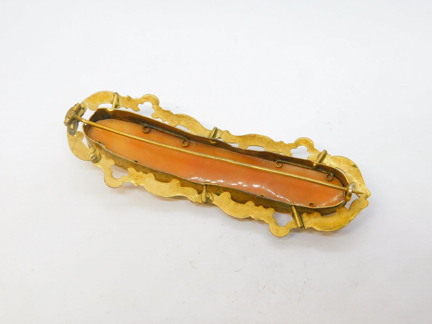 Victorian Large Rolled Gold Carved Floral Sweetheart Cameo Brooch Antique c1850