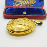 Aesthetic Movement Sterling Silver Gilt Floral Locket Pendant Antique c1900