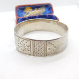 Victorian Sterling Silver Aesthetic 'Rowena Scrimshaw' Sweetheart Bangle c1860