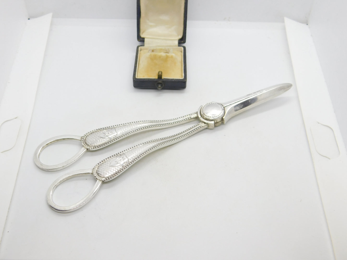 Victorian Sterling Silver Monogram Grape Scissors Antique 1873 Sheffield