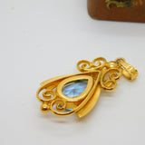 Charmaine Paris 15ct Rolled Gold Blue Topaz Set Drop Pendant Vintage c1960