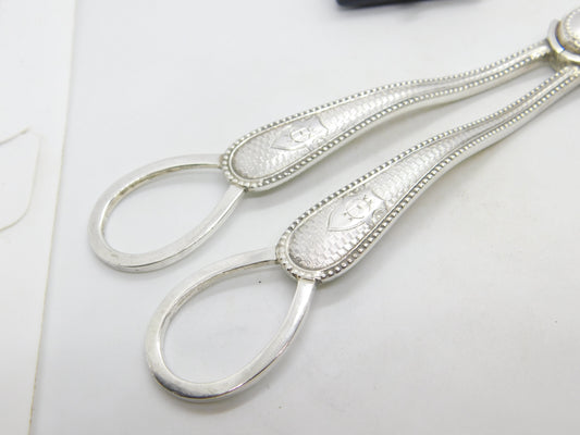 Victorian Sterling Silver Monogram Grape Scissors Antique 1873 Sheffield