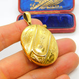 Aesthetic Movement Sterling Silver Gilt Floral Locket Pendant Antique c1900