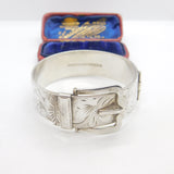Sterling Silver Victorian Style Buckle Sweetheart Bangle Bracelet 1975 Vintage