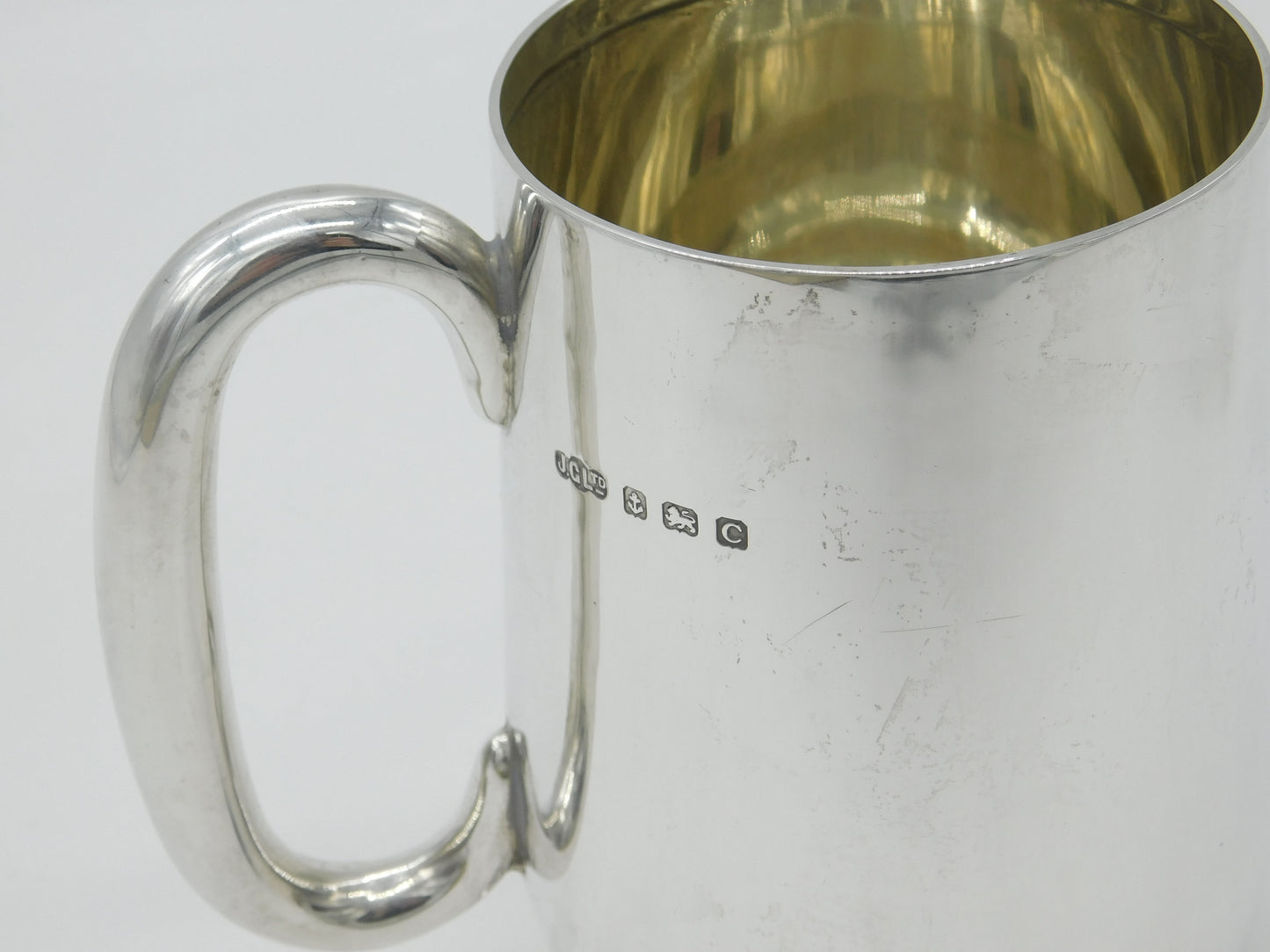 Sterling Silver Pint Tankard Mug Antique 1927 Birmingham Art Deco