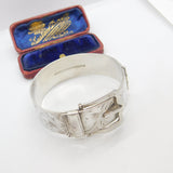 Sterling Silver Victorian Style Buckle Sweetheart Bangle Bracelet 1975 Vintage