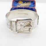 Sterling Silver Victorian Style Buckle Sweetheart Bangle Bracelet 1975 Vintage