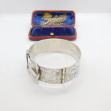 Sterling Silver Victorian Style Buckle Sweetheart Bangle Bracelet 1975 Vintage