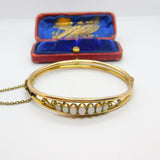 Victorian Rolled Gold & Cabochon Fire Opal Set Bangle Bracelet c1880 Antique
