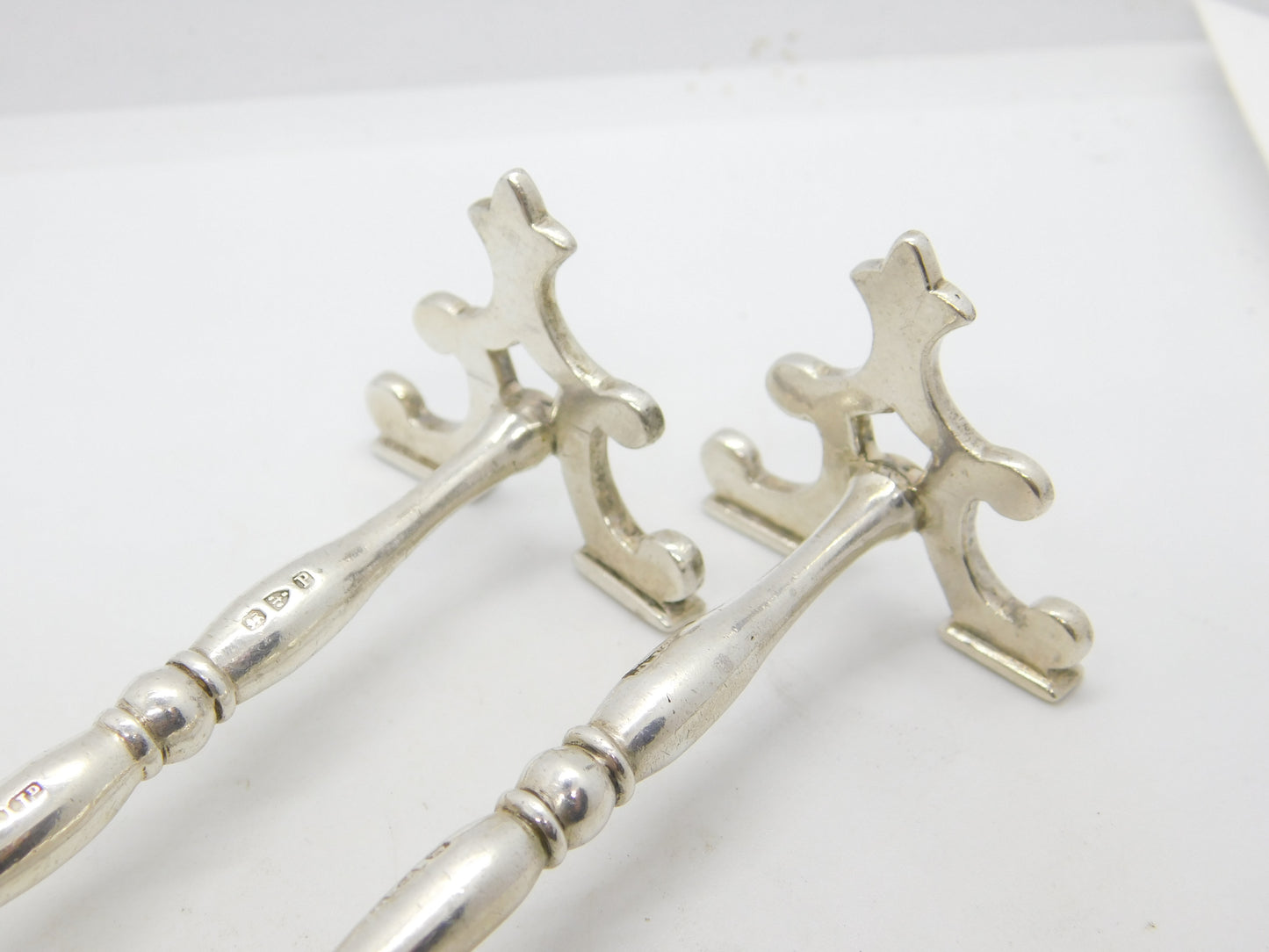 Victorian Sterling Silver Acanthus Pattern Knife Rests Pair Antique 1898 Chester