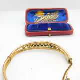 Victorian Rolled Gold & Cabochon Fire Opal Set Bangle Bracelet c1880 Antique
