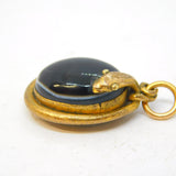 19th Century Rolled Gold Banded Agate Snake Serpent Pendant Antique c1880