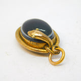19th Century Rolled Gold Banded Agate Snake Serpent Pendant Antique c1880
