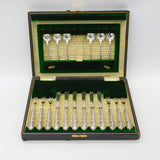 Boxed Set of Floral Sterling Silver Tea Cutlery 1911 Sheffield Antique Art Deco