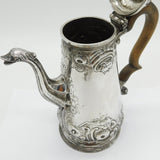 George II Sterling Silver Swan Spout Coffee Pot Antique 1749 London T. Whipham