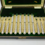 Boxed Set of Floral Sterling Silver Tea Cutlery 1911 Sheffield Antique Art Deco