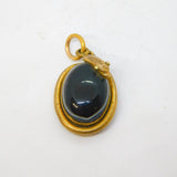 19th Century Rolled Gold Banded Agate Snake Serpent Pendant Antique c1880