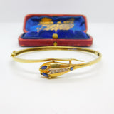Victorian 18ct Gold, Sapphire & Diamond Serpent Snake Bangle Bracelet c1890