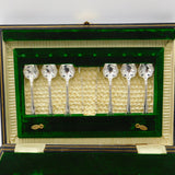Boxed Set of Floral Sterling Silver Tea Cutlery 1911 Sheffield Antique Art Deco