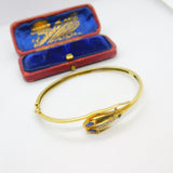 Victorian 18ct Gold, Sapphire & Diamond Serpent Snake Bangle Bracelet c1890