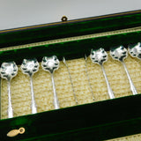 Boxed Set of Floral Sterling Silver Tea Cutlery 1911 Sheffield Antique Art Deco