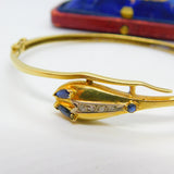 Victorian 18ct Gold, Sapphire & Diamond Serpent Snake Bangle Bracelet c1890