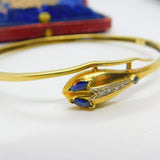 Victorian 18ct Gold, Sapphire & Diamond Serpent Snake Bangle Bracelet c1890