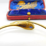Victorian 18ct Gold, Sapphire & Diamond Serpent Snake Bangle Bracelet c1890
