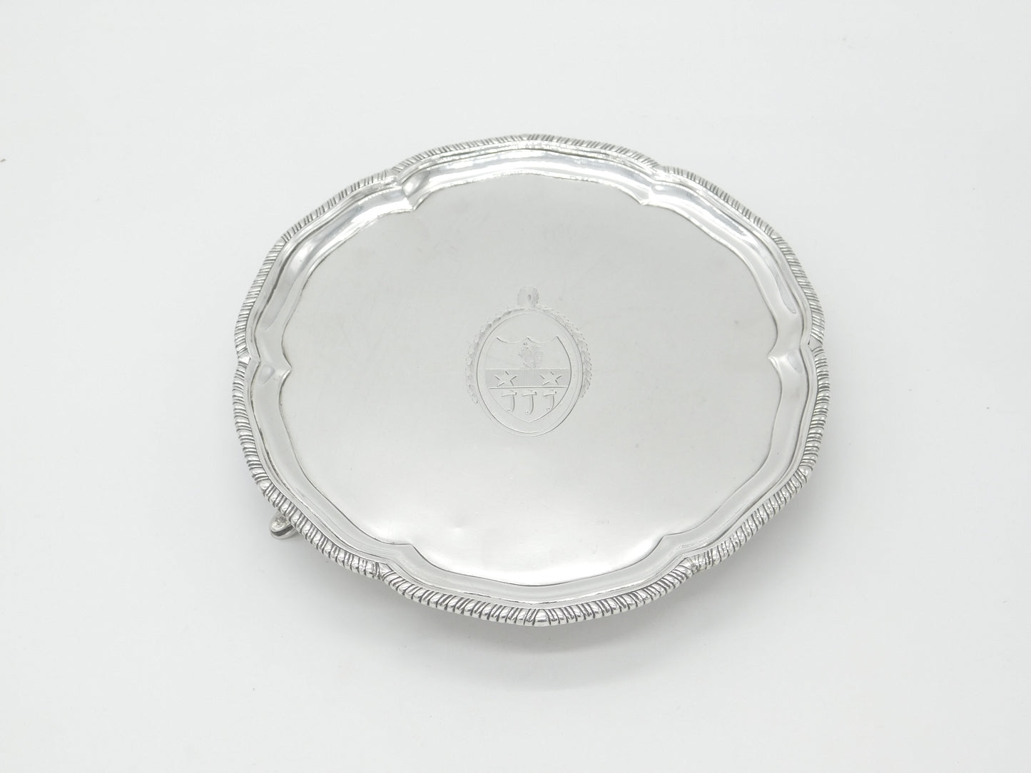 Georgian Sterling Silver Heraldic Crest Salver Dish 1794 London Bateman