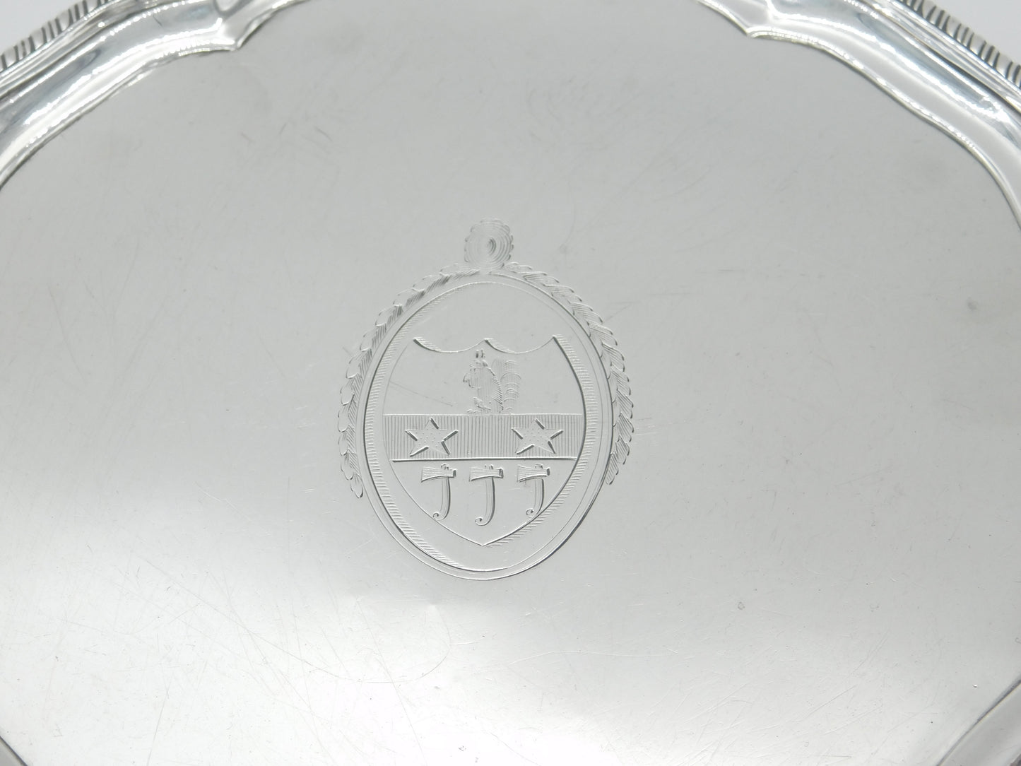 Georgian Sterling Silver Heraldic Crest Salver Dish 1794 London Bateman