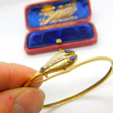 Victorian 18ct Gold, Sapphire & Diamond Serpent Snake Bangle Bracelet c1890