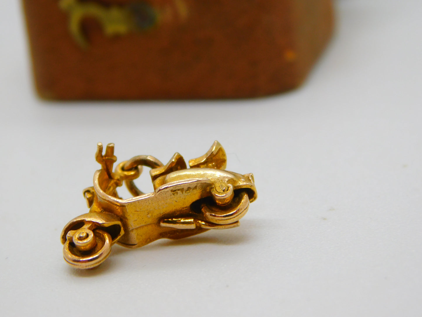 9ct Yellow Gold Vespa Motorbike Charm or Pendant Vintage 1954 Birmingham