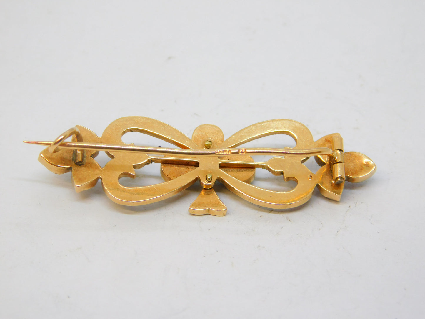 19th Century Austro-Hungarian 14ct Gold Garnet Set Floral Brooch Antique c1860